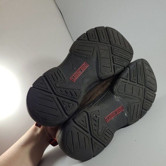 LANDS END WALKING CAMPING HIKING / ZIPPER SHOES 7 B Quilted Suede Brown - Picture 6 of 11